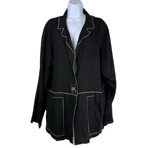 K.D. Spring Jacket Womens Large Black Linen Rayon Artsy Lagenlook Vintage Mature